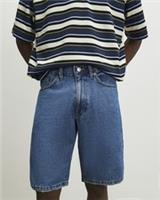 River Island Mens Shorts Blue Regular Fit Denim Fabric Button Zip Bottoms - 34 Regular