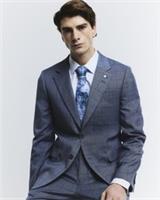River Island Mens Suit Jacket Blue Check Skinny Collared Button Outerwear Top - 40 Regular Regular