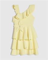 River Island Girls Dress Yellow Asymmetric Tiered Floral Applique Sleeveless