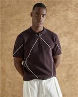River Island Mens Polo Shirt Purple Slim Fit Argyle Collared Short Sleeve Top - M Regular