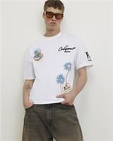River Island Mens T-Shirt White Oversized Fit Boulevard Graphic T Shirt Tee Top - M Regular