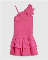 River Island Girls Dress Pink Crochet Flower Graphic Floral Sleeveless Textured