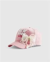 River Island Girls Cap Pink New York Graphic Hat Curved Peak Brim Accessory
