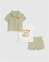 River Island Baby Boys T-Shirt Set Green Snacks 3 Piece Shirt Shorts Abbie Rosie