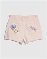 River Island Girls Shorts Pink Love Heart Graphic Print Zipped Denim Bottoms