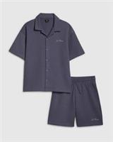 River Island Boys Shirt & Shorts Set Blue Textured Graphic 2 Piece Short Sleeve