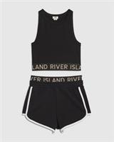 River Island Girls Tank & Shorts Set Black RI 2 Piece Crew Neck Sleeveless
