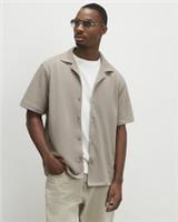 River Island Mens Shirt Beige Regular Fit Revere Collared Short Sleeve Top - XL Regular