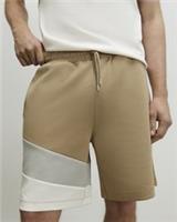 River Island Mens Shorts Beige Regular Fit Colour Block Drawstring Bottoms - L Regular
