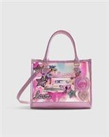 River Island Girls Shopper Bag Pink Year Zero Jelly 3D Graphics Stud Pressed