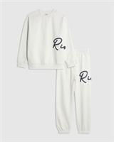 River Island Boys Sweatshirt & Joggers Set Cream Graphic 2 Piece Long Sleeve