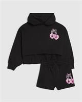 River Island Girls Hoodie & Shorts Set Black Cherry 2 Piece Long Sleeve