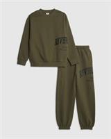 River Island Boys Sweatshirt & Joggers Set Khaki Graphic 2 Piece Long Sleeve