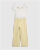 River Island Girls Top & Jeans Set White Collared 2 Piece Short Sleeve Denim