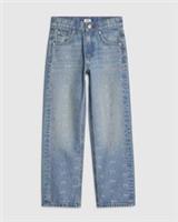 River Island Girls Straight Jeans Blue Bow Embellished Trousers Pants Bottoms