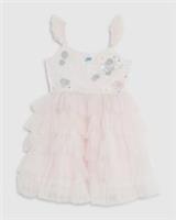 River Island Mini Girls Dress Pink Sequin Tulle Crew Neck Sleeveless Crew Neck