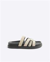 River Island Womens Sandals Beige Cut Out Detail Summer Casual Comfort Shoes