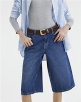 River Island Womens Longline Jorts Blue Denim Button Zip Shorts Bottoms - 10 Regular