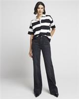 River Island Womens Wide Leg Jeans Black High Waisted Trousers Pants Bottoms - 18 Short Regular