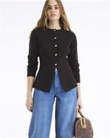 River Island Womens Top Brown Knit Button Up Long Sleeve Round Neck Blouse - XS Regular