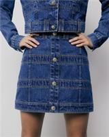 River Island Womens Mini Skirt Blue Denim Panelled Design Zip Fastening Bottom - 12 Regular
