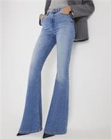 River Island Womens Flared Jeans Blue High Waisted Sculpt Zip Trousers Pants - 18 Long Regular