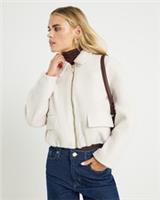 River Island Womens Harrington Jacket Petite Cream Collared Outerwear Top - 14 Petites