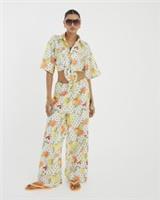 River Island Womens Trousers White Fruit Print Beach Drawstring Pants Bottoms - S Regular