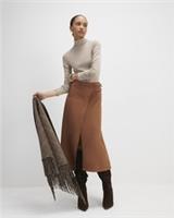 River Island Womens Wrap Midi Skirt Brown Faux Suede Buckle Strap Detail Bottom - 14 Regular
