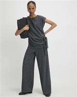 River Island Womens Wide Leg Trousers Grey Pinstripe Drawstring Pants Bottoms - L Regular