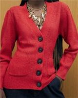 River Island Womens Cardigan Red Knitted Shoulder Padded V-Neck Jumper Top - L Regular