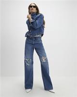 River Island Womens Straight Jeans Blue Relaxed Ripped Trousers Pants Bottoms - 14 Regular Regular