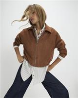 River Island Womens Jacket Bomber Tan Faux Suede Bubble Hem Outerwear Top - L Regular