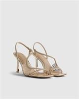 River Island Womens Sandals Gold Perspex Diamante Heeled Ankle Strap Shoes