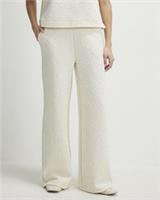 River Island Womens Wide Leg Trousers Cream Jacquard Texture Pants Bottoms - M Regular