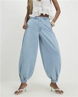 River Island Womens Jeans Tapered Blue Balloon Leg Zip Trousers Pants Bottoms - 12 Regular Regular