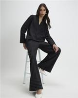 River Island Womens Wide Leg Trousers Black Striped Turned Up Hem Pants Bottoms - 12 Regular