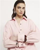 River Island Womens Shirt Pink Cinch Back Long Sleeve Collared Button Top - 12 Regular