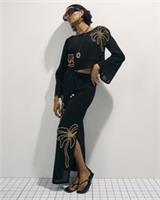 River Island Womens Top Black Cotton Beaded Knit Long Sleeve Boat Neck Blouse - XS Regular