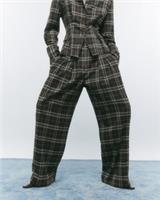 River Island Womens Wide Leg Trousers Brown Check Elasticated Pants Bottoms - 14 Regular
