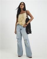 River Island Womens Straight Jeans Petite Blue Relaxed Leg Ripped Trousers Pants - 12 Extra Short Petites