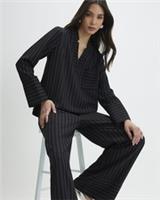 River Island Womens Tunic Black Stripe Pocket Detail V-Neck Ling Sleeve Top - 12 Regular