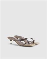River Island Womens Sandals Brown Skinny Strap Open Toe Thong Mule Heeled Shoes