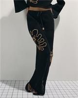 River Island Womens Maxi Skirt Black Beaded Knit Elasticated Drawstring Bottom - XS Regular