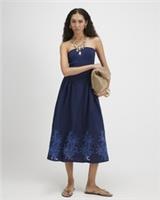 River Island Womens Midi Dress Bandeau Navy Cotton Embroidered Sleeveless - XL Regular