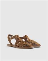 River Island Womens Sandals Brown Suede Fisherman Buckle Round Toe Shoes