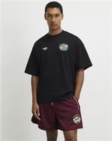 River Island Mens T-Shirt Black Oversized Circle Crest Pony T Shirt Tee Top - XL Regular