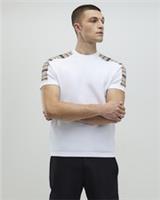 River Island Mens T-Shirt White Slim Fit Check Knit Round Neck T Shirt Tee Top - XL Regular