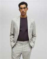 River Island Mens Suit Jacket Beige Skinny Stretch Check Collar Outerwear Top - 40 Regular Regular