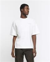 River Island Mens T-Shirt Ecru Regular Fit Graphic Heavyweight T Shirt Tee Top - M Regular
